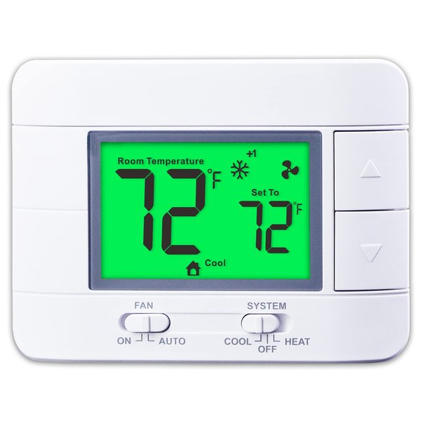 Upgraded Multi-Stage Non-Programmable Thermostats for Home 2 Heat/2 Cool, with Temperature & Humidity Monitor and Large Green LCD