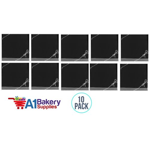 A1 Bakery Supplies 10pack Black Bracelet Jewelry/Gift Card Gift Boxes with Filler and Silver Bow Strings MADE IN USA