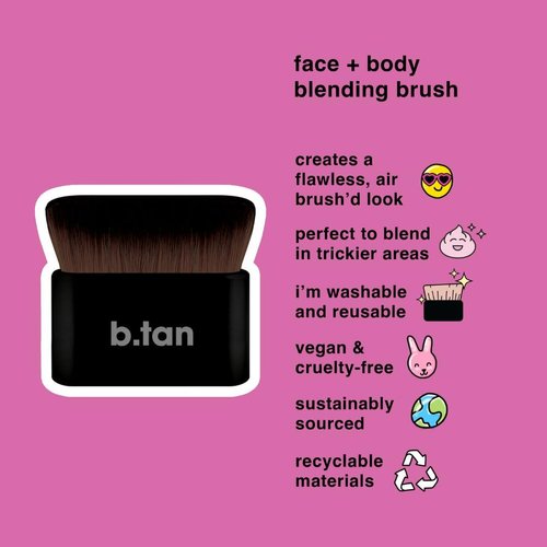 b.tan Face & Body Blending Brush | Air Brush'd - Self Tanning Brush Applicator for a Flawless, Streak-Free Application, Kabuki Brush for Self Tanner, Makeup, Foundation, & Contour
