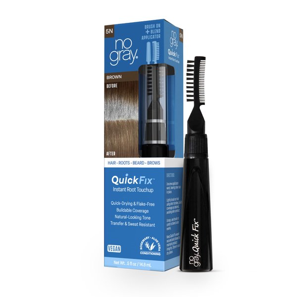 No Gray Quick Fix, 5N Brown, Instantly Hide Gray, Silver & White Hair, Easy to Use Applicator, Compact & Travel Friendly, Vegan & Cruelty Free