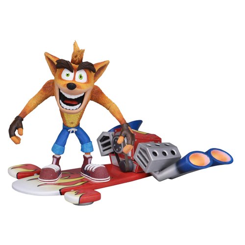 NECA Crash Bandicoot - 7” Scale Action Figure - Deluxe Crash with Jet Board