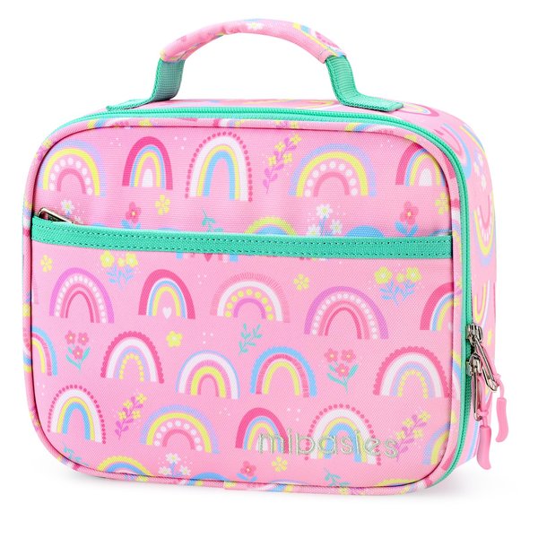 mibasies Kids Lunch Box for Girls and Boys, Insulated and Reusable Lunch Bag, Pink Rainbow