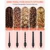 5 in 1 Curling Wand Set: Ohuhu Curling Iron Wand 5Pcs 0.35 to 1.25 Inch Interchangeable Ceramic Barrel Heat Protective Glove 2 Clips Dual Voltage Hair Curler for Girls Women Mother Gift Black