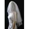 Wedding Veil Bridal Bride Two Tier White Rhinestone Fingertip Satin Rattail New