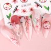 Pink Flower Nail Art Sticker Sakura Water Transfer Nail Stcikers Decal Nail Art Decoration Supplies Cherry Blossom Leaf Flotal Nail Design for Women Girls Manicure Decor (Cherry Blossom)