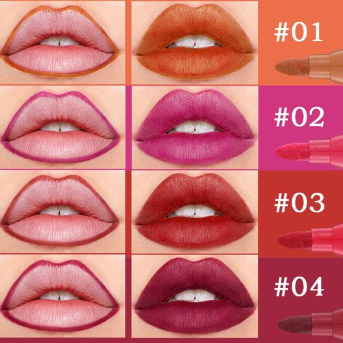 BINGBRUSH 4Pcs Bright Vivid Color Lip Tint Pencil, Moisturizing,Long-wear,Non-sticky,Lightweight Lip Stains Liquid Lipstick Rouge Lip Gloss Girls Women Gift Set