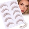 Brown Lashes Natural Look Cat Eye Lashes Brown Eyelashes Faux Mink False Lashes Wispy Volume C Curl Short False Eyelashes with Clear Band by Newcally