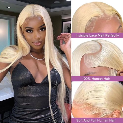 AHPAHP 613 13x6 Lace Front Wig Human Hair Straight Blonde Lace Front Wigs Human Hair 613 HD Lace Frontal Wig Blonde Wig Human Hair 200% Density 20inch