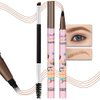 2Pcs Microblading Eyebrow Pen,Eyebrow Contouring Pen,4 Tip Magic Eyebrow Pencil with Brow Brush,Magical Precise Waterproof 3d Eye Brow Pencils Creates Natural Brows Makeup,lapiz de cejas-Medium Brown
