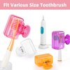 4 Pack Travel Toothbrush Head Covers Toothbrush Protector Cap Brush Pod Case Protective Portable Plastic Clip for Household Travel, Bathroom, Business, Camping, School (Clear, Orange, Purple, Pink)