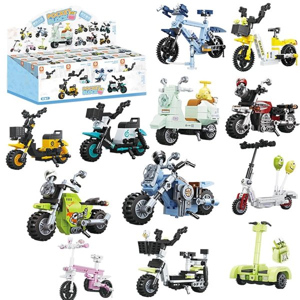 Ulanlan Girls Building Set, 6PCS Mini Vehicles Building Blocks Toy for Kids Age 6+, STEM Motorbike Building Blocks Toy, Classroom Prizes, Birthday Gifts for Boys and Girls 661 Pieces