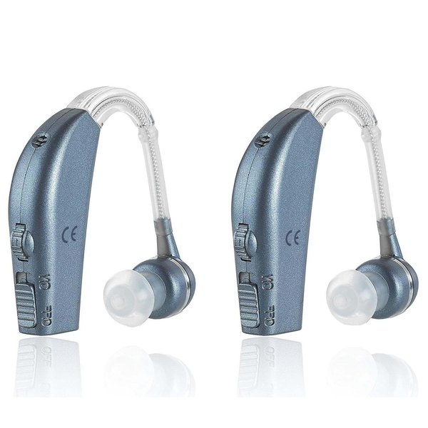 Digital Hearing Amplifier - Personal Hearing Enhancement Sound Amplifier Pair, Rechargeable Digital Hearing Amplifier with All-Day Battery Life, Modern Blue