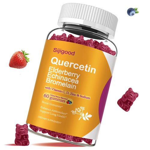 Quercetin Gummies with Bromelain, Elderberry, Echinacea, Vitamin C D Zinc - Immune System Support 60 Counts Pure Quercetin Gummies for Kids & Adults