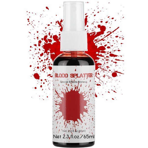 CCBeauty 2.3oz Fake Blood Washable, Splatter Blood Makeup, Safe Realistic Edible Bloods for Clothes, Vampire Makeup for Halloween Costume,Theater, Cosplay, Zombie, Special Effects,SFX Makeup, Bright