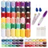 Blibly 72Pcs Bobbins Sewing Thread Kits, 500 Yards Per Polyester Thread Spools with Needle, Threader, Scissors and Ruler, Prewound Bobbin with Case for Hand & Sewing Machine,36 Colors