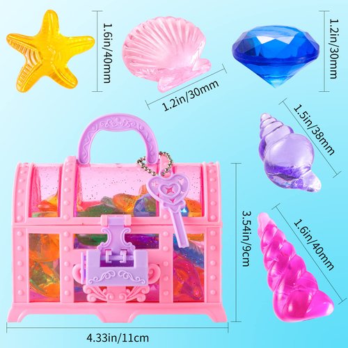 NHBTYKL 28 Pcs Colorful Diving Gem Pool Toys Set with Treasure Pirate Box Summer Swimming Gem Pirate Diving Toys Underwater Toy for Pool Use Treasures Gift Sets (Multicolor 30-40mm)