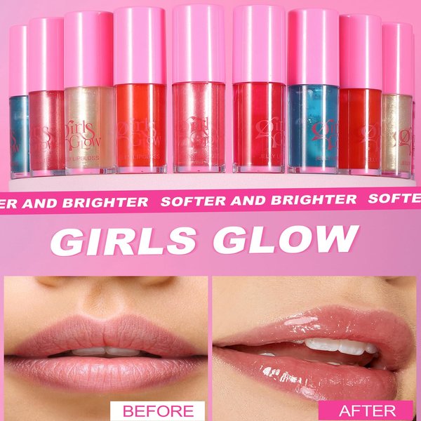MIESCHER Jelly Lipstick Hydrating Glow Lip Oil, Glasting Water Tint Lip Stain Long-Lasting Moisturizing Lip Gloss, Shiny & Vegan Tinted Lip Gloss Balm, High-Shine, Non-Sticky Shimmery Lip Gloss（01#）
