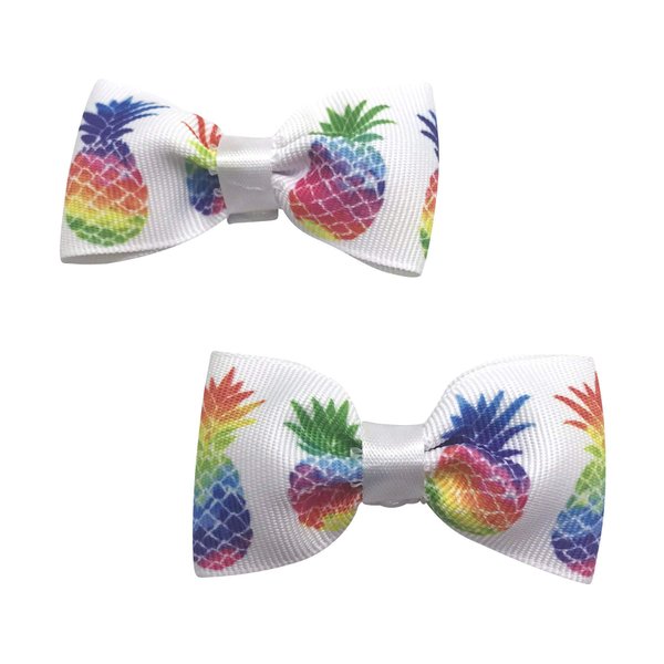 Handmade Multi Color Pineapple Girls Hair Bow Set, Little Girl Bows, Pigtail Hair Bows, Toddler Hair Bows,