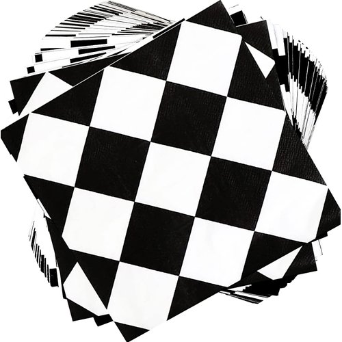 40Pcs Black and White Checkered Napkins Race Car Birthday Party Supplies Disposable Checkered Flag Napkins Checkered Napkins Race Car Napkins for Nascar Racing Themed Party Decorations Favors
