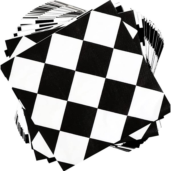 40Pcs Black and White Checkered Napkins Race Car Birthday Party Supplies Disposable Checkered Flag Napkins Checkered Napkins Race Car Napkins for Nascar Racing Themed Party Decorations Favors