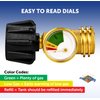 Flame King Propane Tank Gauge Level Indicator, Gas Pressure Meter, Color Coded & Glows in The Dark, Universal for All Cylinders, Solid Brass (2-Pack)