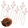 6 Pieces Pearl Crystal Bridal Hair Pins Rhinestone Flower Wedding Hair Piece Vintage Hair Accessory Party Hair Pins for Bride, Bridesmaids, Flower Girls (Rose Gold)