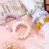 HINZIC 15Pcs Pearl Ice Silk Hair Scrunchies for Thick Hair Colorful Elastics Hair Tie Bracelets Stretchy Small Ponytail Holders for Women Girls Fine Hair