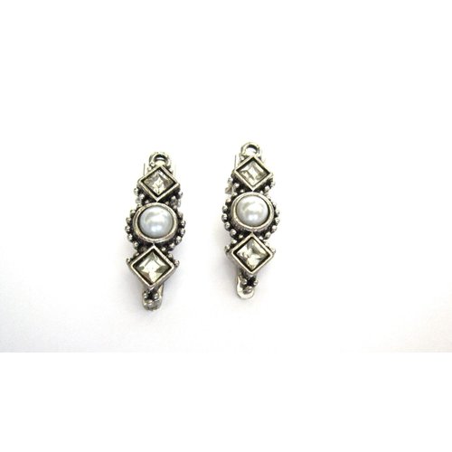 Generic Set of 2 small pearl gray crystal metal alligator hair claw clip for fine thin