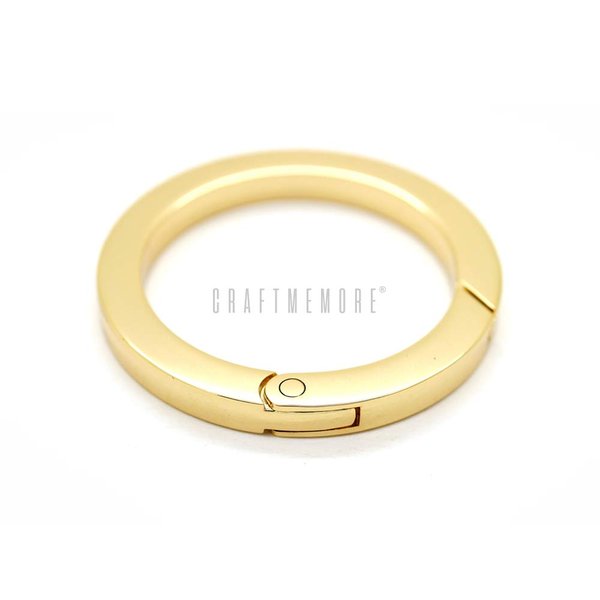 CRAFTMEMORE Metal O Ring Spring Opening Purse Making Snap Angle-Edge O-Rings Clip Key Ring Holder 2pcs SCOF (1 1/2 Inch, Gold)