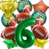 14Pcs Football Balloons, Football Birthday Party Decorations Sports Theme Birthday Party Decoration Include 40Inch Green Number Balloon for 6th Football Birthday Party Supplies