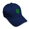 Soft Baseball Cap 4 Leaf Clover Embroidery St Patrick's Day Shamrock Twill Cotton Celtic Clover Dad Hats for Men & Women Navy Design Only