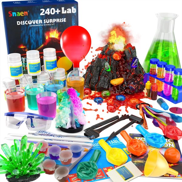SNAEN 130+ Lab Experiments Science Kits, Chemistry Set, Crystal Growing, Erupting Volcano, STEM Activities Educational Toys Gifts for 6 7 8 9 10 11 Years Old Boys Girls Kids Toys