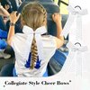 DEEKA 12 PCS Glitter Collegiate Style Cheer Bows Long Tail Full Rhinestones Skinny Shiny Cheer Bow Ponytail Holder Handmade Bows for Girls Teens Cheerleader Sports -White