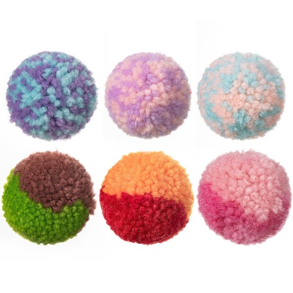 SHSHWANG Soft Pom Pom Cat Toy Balls 6 Pack, Cats Interactive Plush Toy Ball for Indoor Cats, Kitty, Kitten Chasing Toy Balls