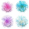 4 Pcs Pom Pom Ball Hair Ties Sparkle Foil Strips Ball Hair Bands Tinsel Fluffy Ball Hair Rings Elastic Hair Ropes Ponytail Holder Hair Accessories for Women and Girls Christmas Party