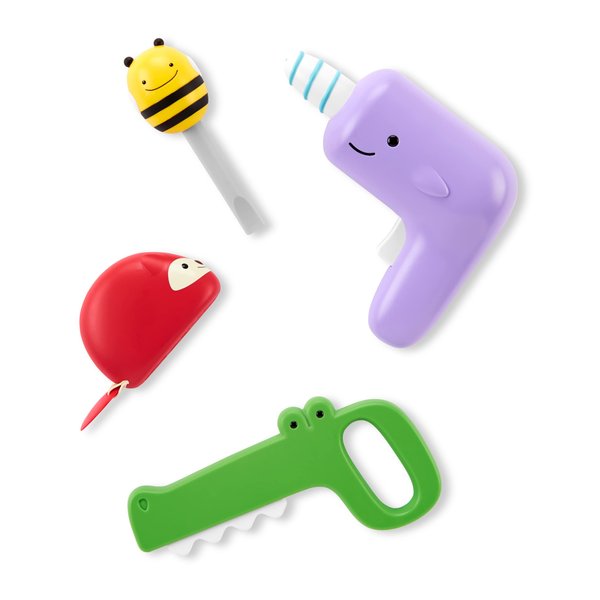 Skip Hop 4-Piece Toy Tool Set for Toddlers Ages 2+, Zoo Crew Tool Set Toy