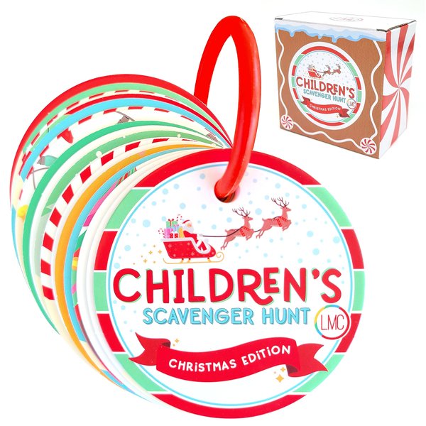 LMC Products Children's Scavenger Hunt: Christmas Edition - Card Game for Toddlers - Toddler Stocking Stuffers - Holiday-Themed Scavenger Hunt Educational Game for Kids