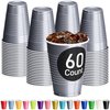 DecorRack 60 Party Cups 12 oz Disposable Plastic Cups for Birthday Party Bachelorette Camping Indoor Outdoor Events Beverage Drinking Cups (Grey, 60)