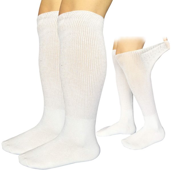 MOLAX Extra Wide Diabetic Socks Bariatric Non Binding Knee High Sock for Edema Cast Men Women 2 Pairs