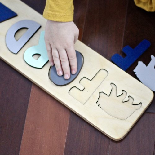 Personalized Wooden Name Puzzle for Kids, Handmade in USA by Bloom Owl, Custom Baby Gifts for Boys and Girls Christmas or First Birthday, Montessori Toys