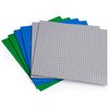 Apostrophe Games Building Blocks Base Plates Compatible with All Major Brands – (6-Pack - 2 Green, 2 Blue, 2 Gray) 10-1/16" x 10-1/16" Inches Baseplate for Building Bricks – Durable and Sturdy