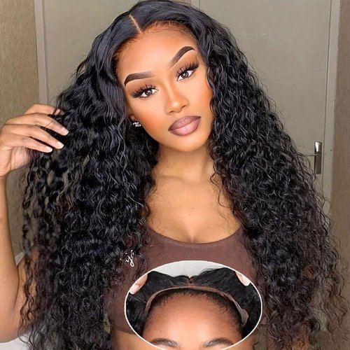 ACIWP Glueless Wigs Human Hair Pre Plucked Pre Cut Wear and Go Deep Wave Lace Front Wigs Human Hair for Beginners Upgraded No Glue Pre Cut 5x5 Hd Lace Closure Wigs for Black Women Human Hair 20 Inch