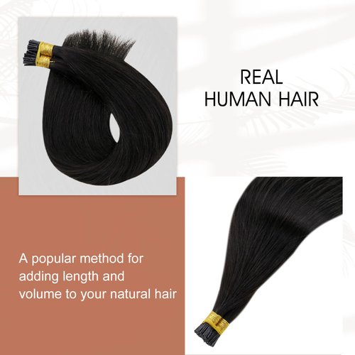 Full Shine Itip Human Hair Extensions Natural Human Hair Black Hair Extension Real Hair 40g/50s Microbead Hair Extensions Human Hair 18inch