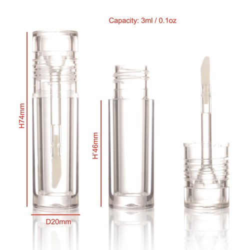 COSIDEA 10PCS Empty Round All clear Lip Gloss Tubes mini 3ml 0.1OZ lipgloss Tube with Wand Applicator for Lip oil tint bottles container