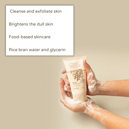 SKINFOOD Rice Daily Cleansing Foam 150ml - Delicate, Fine, and Smooth Cleansing with Fermented White Rice Ingredients - Firming Bubble Facial Foam Cleanser - For Men and Women (5.07 fl. oz.)