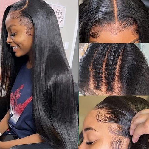Lace Front Wig Human Hair Straight 13x4 Lace Frontal Straight Wigs for Black Women HD Transparent Brazilian Lace Front Wigs Human Hair Pre Plucked with Baby Hair Natural Hairline 150 Density 18Inch
