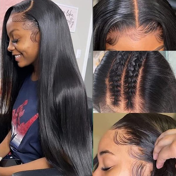 Lace Front Wig Human Hair Straight 13x4 Lace Frontal Straight Wigs for Black Women HD Transparent Brazilian Lace Front Wigs Human Hair Pre Plucked with Baby Hair Natural Hairline 150 Density 18Inch