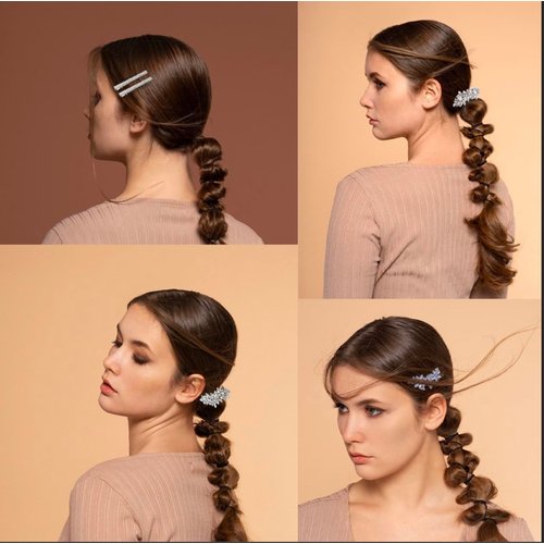 Meckerni 5 Packs Rhinestone Hair Clips for Women, Sliver Pearl Flower Hair Barrettes Crystal Bridal Hair Pins Hair Accessories for Women Wedding