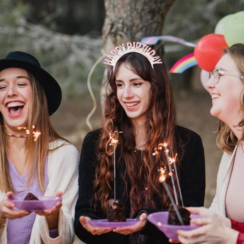 Chanaco Happy Birthday Headband for Women, Glitter Rainbow Tassel Birthday Crown for Girls, Birthday Party Decorations for Toddler, Birthday Tiara Hair Accessory for Kids, Sweet Birthday Gifts