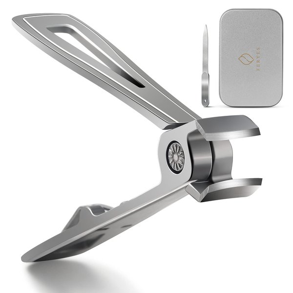 FERYES Nail Cutter Toenail Clippers for Thick Nails with Metal Nail File - 15mm Wide Jaw Nail Clipper for Tough Fingernails - Stainless Steel Nail Trimmers Fingernail Clipper for Seniors, Men & Women…